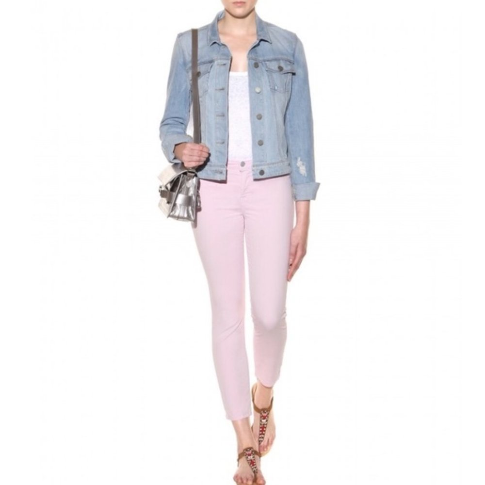 J BRAND Cropped Rail Pink Chalk Colored Skinny Jeans Size 27